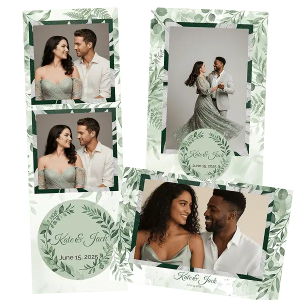 Design photobooth Watercolor Greenery Foliage pour Vivabox et Miroir