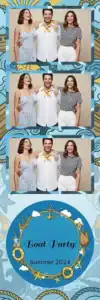 Variante bande 2x6, 3 photos et orientation paysage du design photobooth Blue Boat Nautical Party pour Vivabox