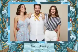 Variante format paysage 6x4, 1 photo et orientation paysage du design photobooth Blue Boat Nautical Party pour Vivabox