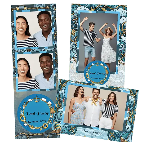 Design photobooth Blue Boat Nautical Party pour Vivabox et Miroir