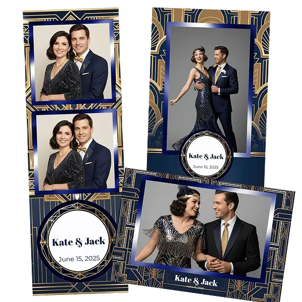 Design photobooth Navy Gold Art Deco pour Vivabox et Miroir