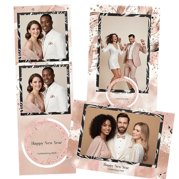 Design photobooth Rose Gold Watercolor Celebration pour Vivabox et Miroir