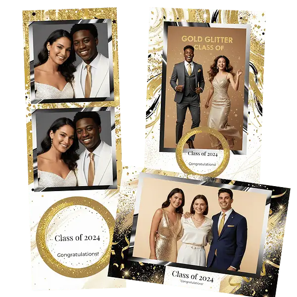 Design photobooth Gold Glitter Class Of pour Vivabox et Miroir