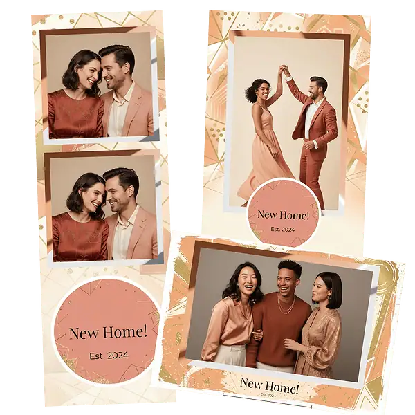Design photobooth Modern Peach Gold Housewarming pour Vivabox et Miroir