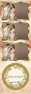 Variante bande 2x6, 3 photos et orientation paysage du design photobooth Pink Rose Watercolor Wedding pour Vivabox