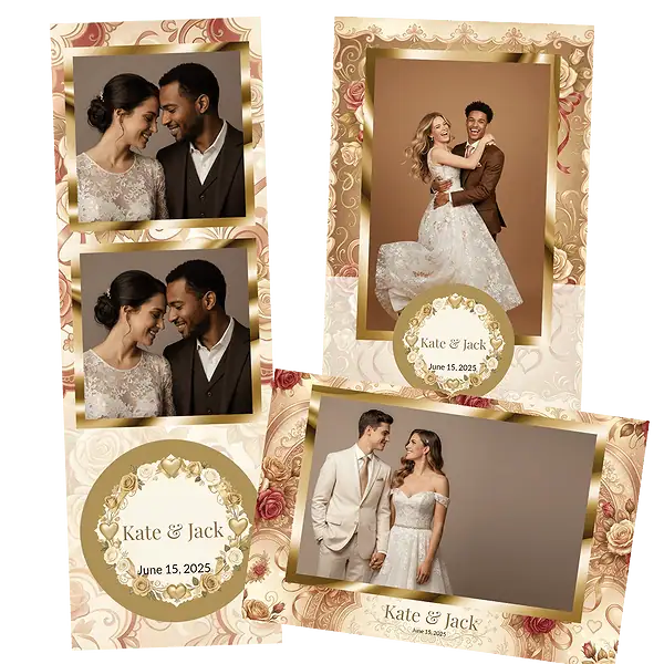 Design photobooth Pink Rose Watercolor Wedding pour Vivabox et Miroir