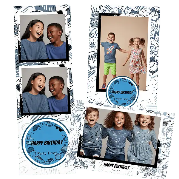 Design photobooth Playful Sketch Birthday pour Vivabox et Miroir