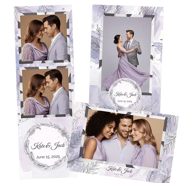 Design photobooth Soft Lilac Watercolor Feathers pour Vivabox et Miroir
