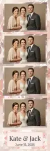 Variante bande 2x6, 4 photos et orientation paysage du design photobooth Watercolor Leaves Wood Wedding pour Vivabox
