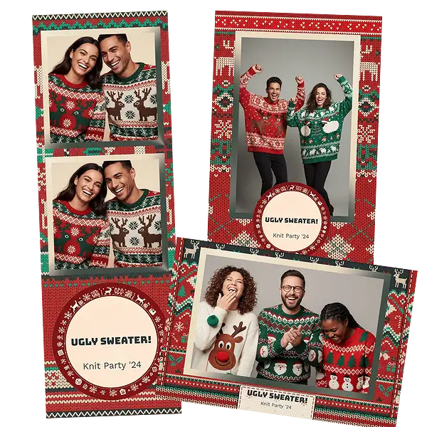 Design photobooth Ugly Sweater Knit Party pour Vivabox et Miroir