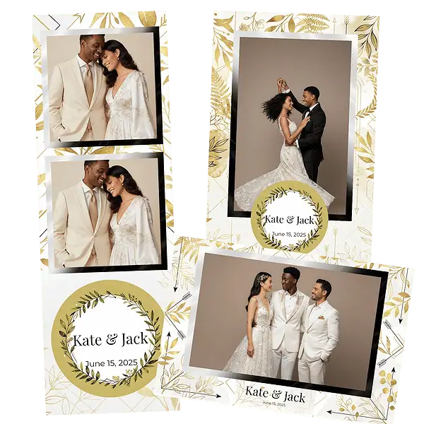 Design photobooth Golden Botanical Wedding pour Vivabox et Miroir