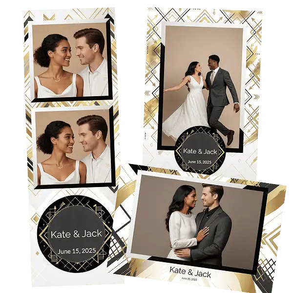 Design photobooth Modern Gold Geometric Wedding pour Vivabox et Miroir