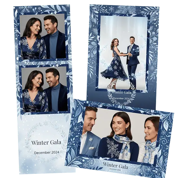 Design photobooth Blue Winter Floral pour Vivabox et Miroir