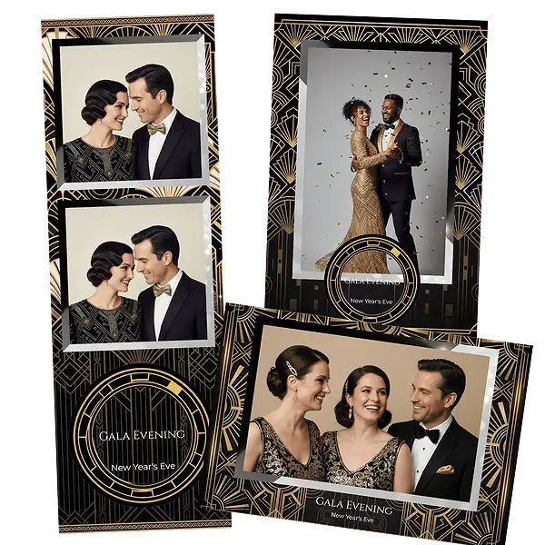 Design photobooth Art Deco Black Gold Gala pour Vivabox et Miroir
