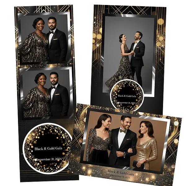Design photobooth Glamorous Black And Gold Gala pour Vivabox et Miroir