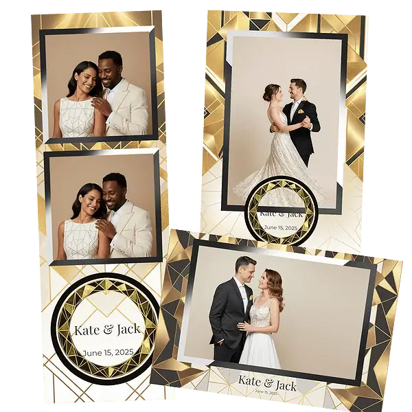 Design photobooth Gold Geometric Wedding pour Vivabox et Miroir