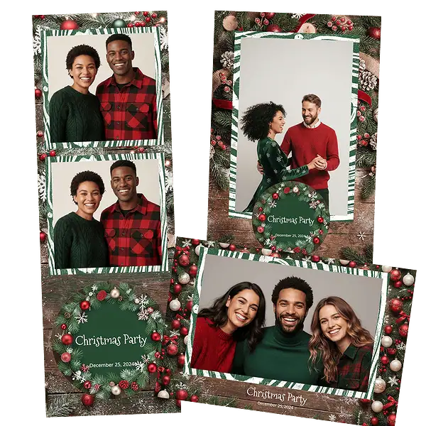 Design photobooth Rustic Pine Christmas Party pour Vivabox et Miroir