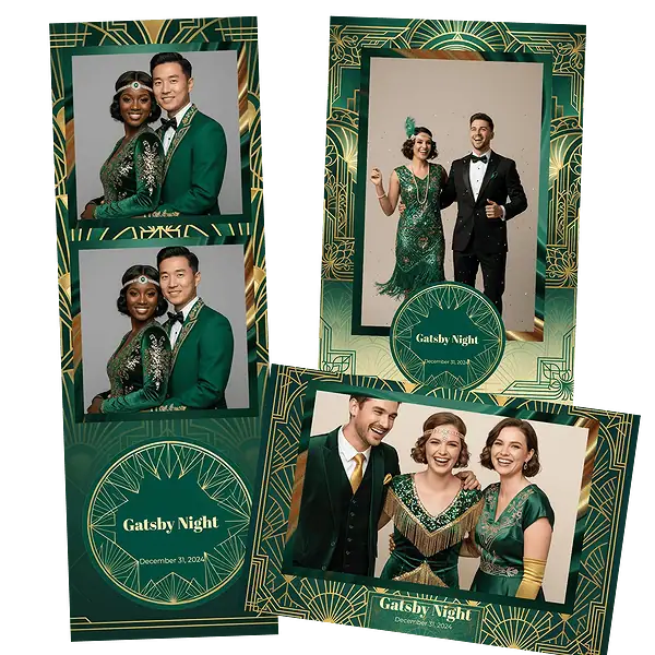 Design photobooth Emerald Art Deco Gatsby pour Vivabox et Miroir