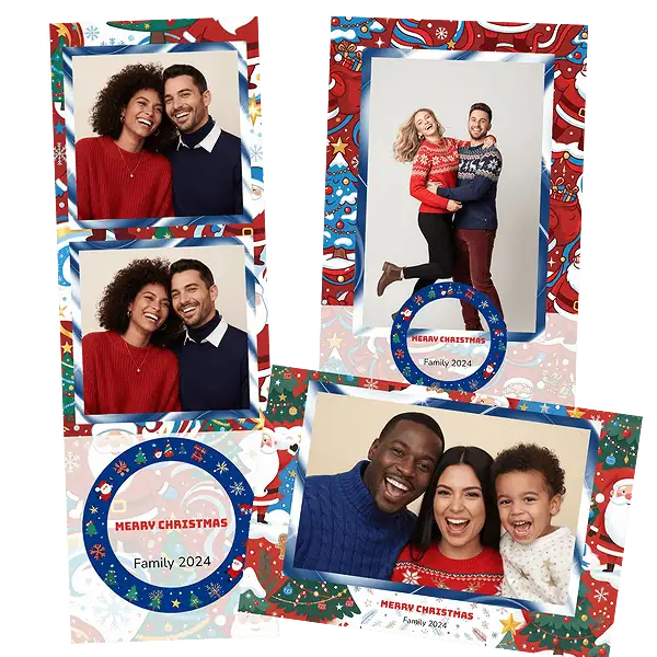 Design photobooth Red And Green Santa Scene pour Vivabox et Miroir