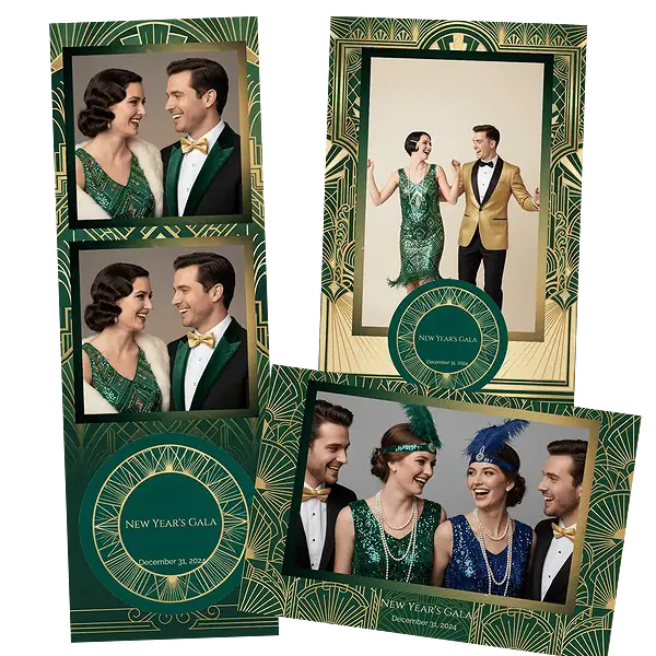 Design photobooth Emerald Art Deco New Year pour Vivabox et Miroir
