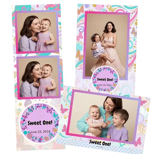 Design photobooth Polka Dot First Birthday pour Vivabox et Miroir