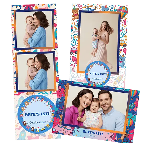 Design photobooth Colorful Toy Birthday Frame pour Vivabox et Miroir