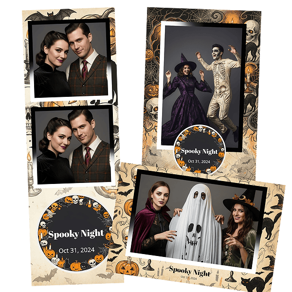 Cadre photobooth Nuit d’Halloween aux croquis vintage