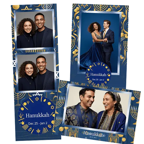 Design photobooth Blue Hanukkah Celebration pour Vivabox et Miroir