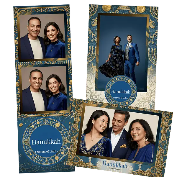 Design photobooth Vintage Gold Hanukkah pour Vivabox et Miroir