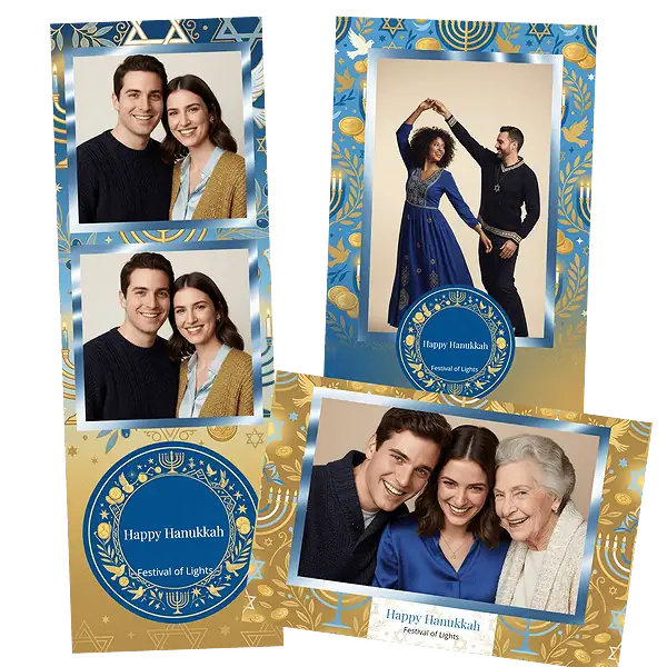 Design photobooth Blue Hanukkah Lights Celebration pour Vivabox et Miroir