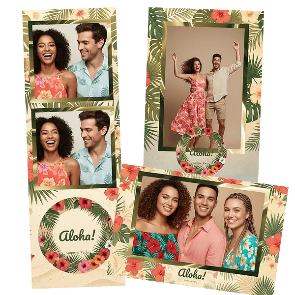 Design photobooth Tropical Aloha Coastal Party pour Vivabox et Miroir