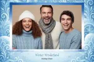 Variante format paysage 6x4, 1 photo et orientation paysage du design photobooth Frosty Winter Wonderland pour Vivabox