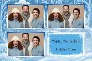 Variante format paysage 6x4, 3 photos et orientation paysage du design photobooth Frosty Winter Wonderland pour Vivabox