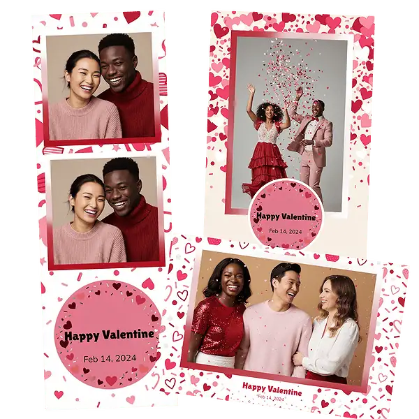 Design photobooth Playful Confetti Hearts pour Vivabox et Miroir