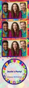 Variante bande 2x6, 3 photos et orientation paysage du design photobooth Colorful Balloons Birthday Party pour Vivabox