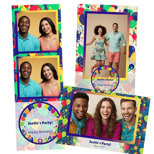 Design photobooth Colorful Balloons Birthday Party pour Vivabox et Miroir