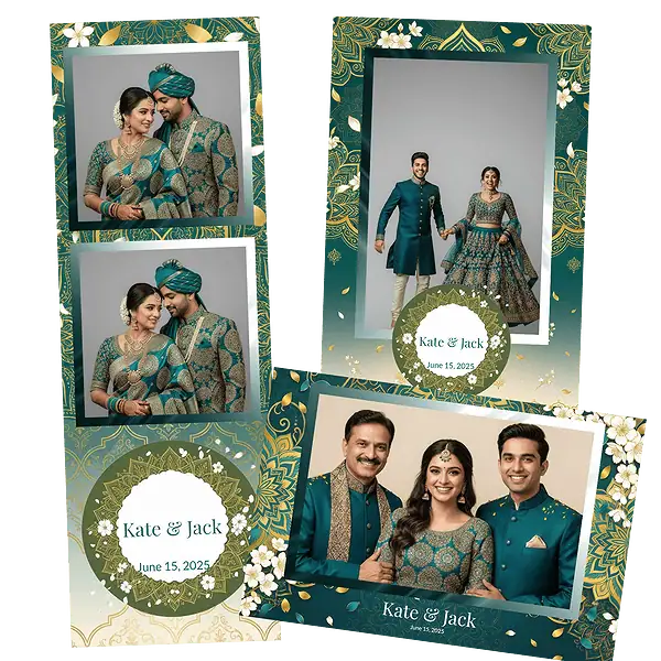 Design photobooth Royal Teal Mandala Wedding pour Vivabox et Miroir