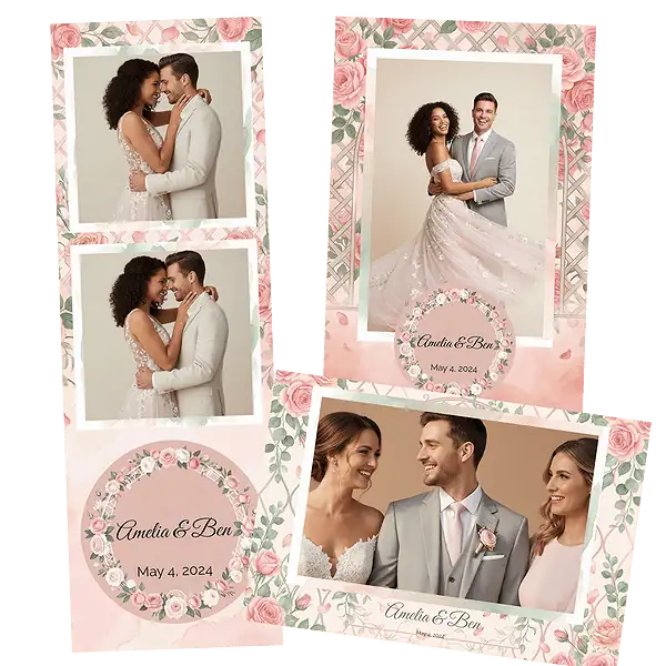Design photobooth Romantic Pink Roses 2 pour Vivabox et Miroir