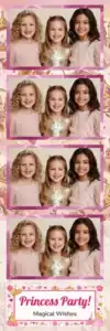 Variante bande 2x6, 4 photos et orientation paysage du design photobooth Pink Polka Dot Princess Party pour Vivabox