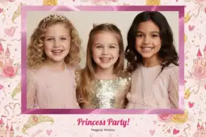 Variante format paysage 6x4, 1 photo et orientation paysage du design photobooth Pink Polka Dot Princess Party pour Vivabox