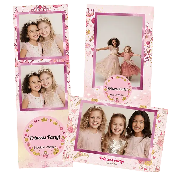 Design photobooth Pink Polka Dot Princess Party pour Vivabox et Miroir
