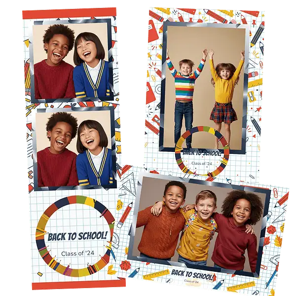 Design photobooth Playful Grid Back To School pour Vivabox et Miroir