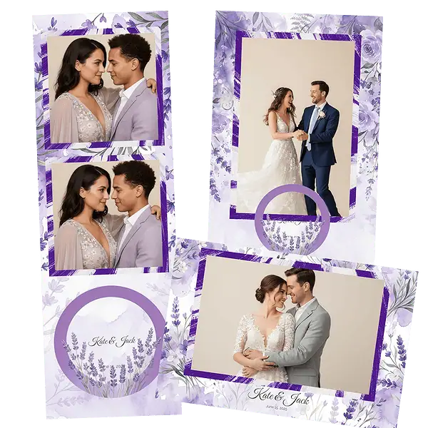 Design photobooth Romantic Lavender Watercolor pour Vivabox et Miroir