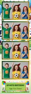 Variante bande 2x6, 4 photos et orientation paysage du design photobooth Green Grass Sports Birthday pour Vivabox