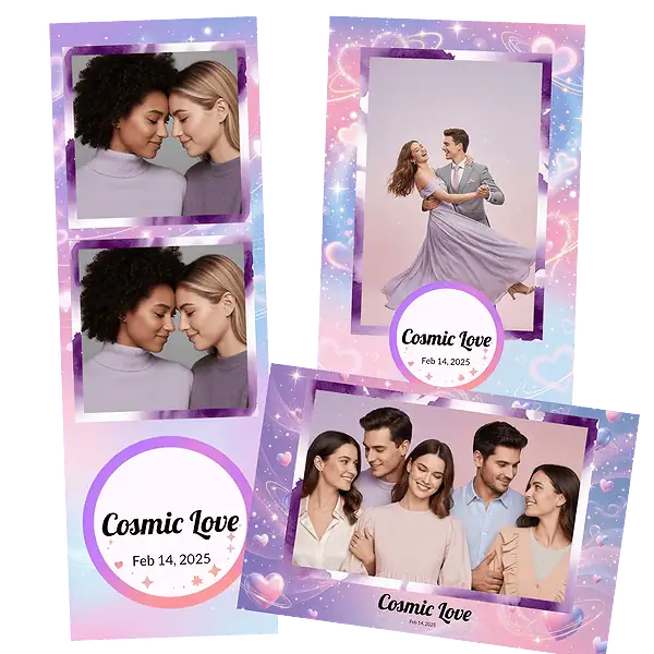 Design photobooth Cosmic Love Notes Gradient pour Vivabox et Miroir