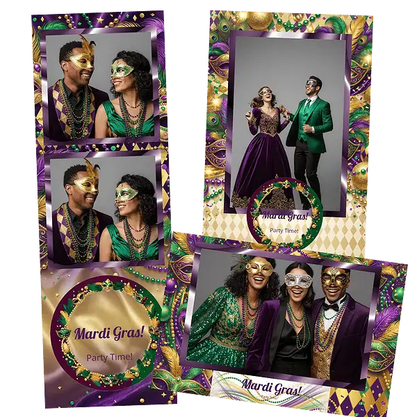 Design photobooth Mardi Gras Masquerade Party pour Vivabox et Miroir