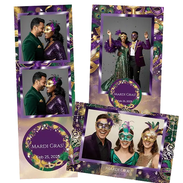 Design photobooth Glamorous Mardi Gras Carnival pour Vivabox et Miroir