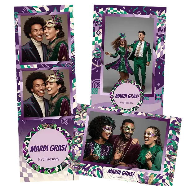 Design photobooth Wavy Mardi Gras Carnival pour Vivabox et Miroir