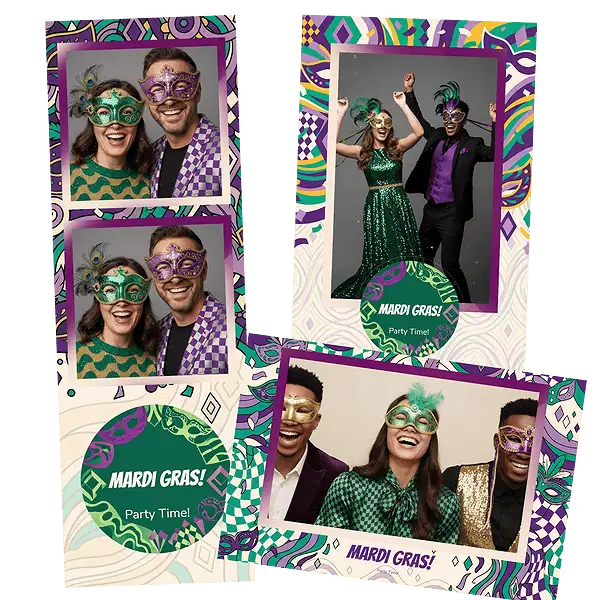 Design photobooth Mardi Gras Masquerade pour Vivabox et Miroir