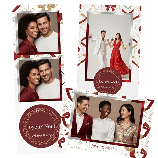 Design photobooth Geometric Joyeux Noel pour Vivabox et Miroir